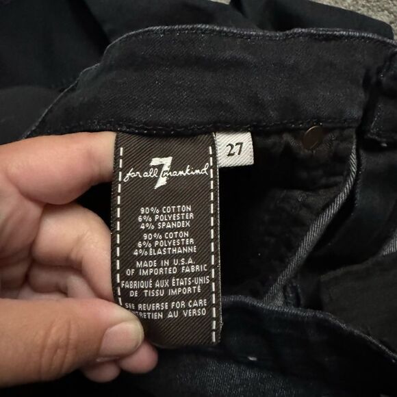 7 For All Mankind Faded Black The Skinny Distressed Jeans Size 27 - Picture 10 of 10